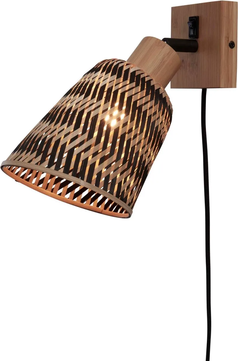 Wandlamp Java - Bamboe Naturel/Zwart - Ø15cm - Binnen Modern fra GOOD&MOJO i Brun – produktbillede