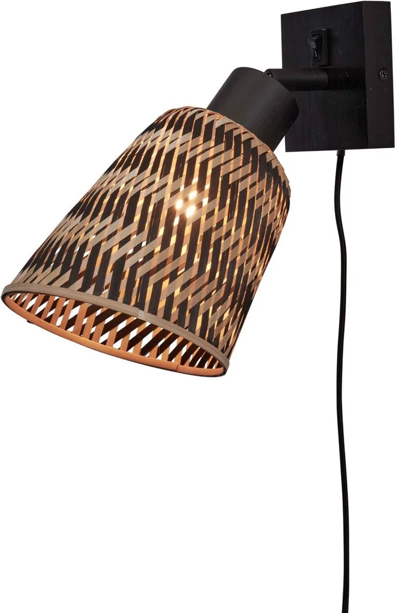Wandlamp Java - Bamboe Zwart/Naturel - Ø15cm - Binnen Modern fra GOOD&MOJO i Brun – produktbillede