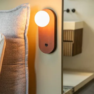 wandlamp Java, glas/bamboe, stekker by GOOD&MOJO in Brown – product photo 2 of 5