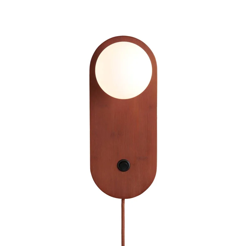 wandlamp Java, glas/bamboe, stekker by GOOD&MOJO in Brown – product photo 4 of 5