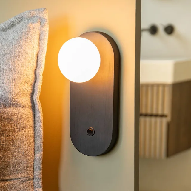 wandlamp Java, glas/bamboe, stekker
