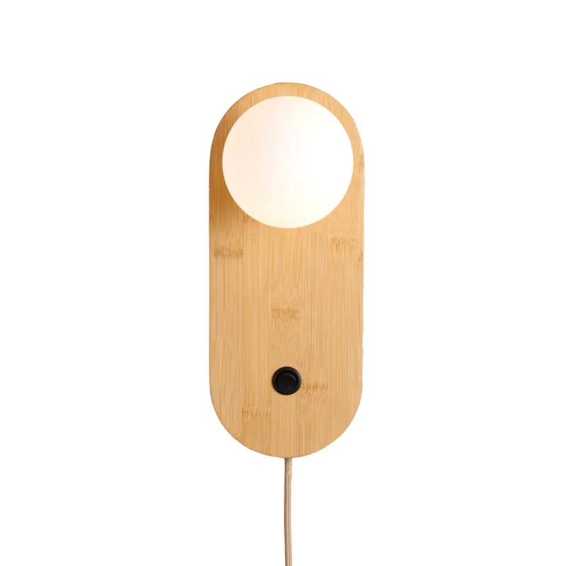 wandlamp Java, naturel, glas/bamboe, stekker by GOOD&MOJO in Natural – product photo 5 of 5