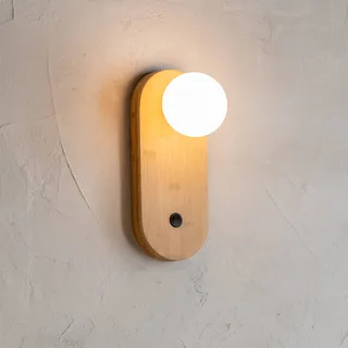 wandlamp Java, naturel, glas/bamboe, stekker by GOOD&MOJO in Natural – product photo 3 of 5