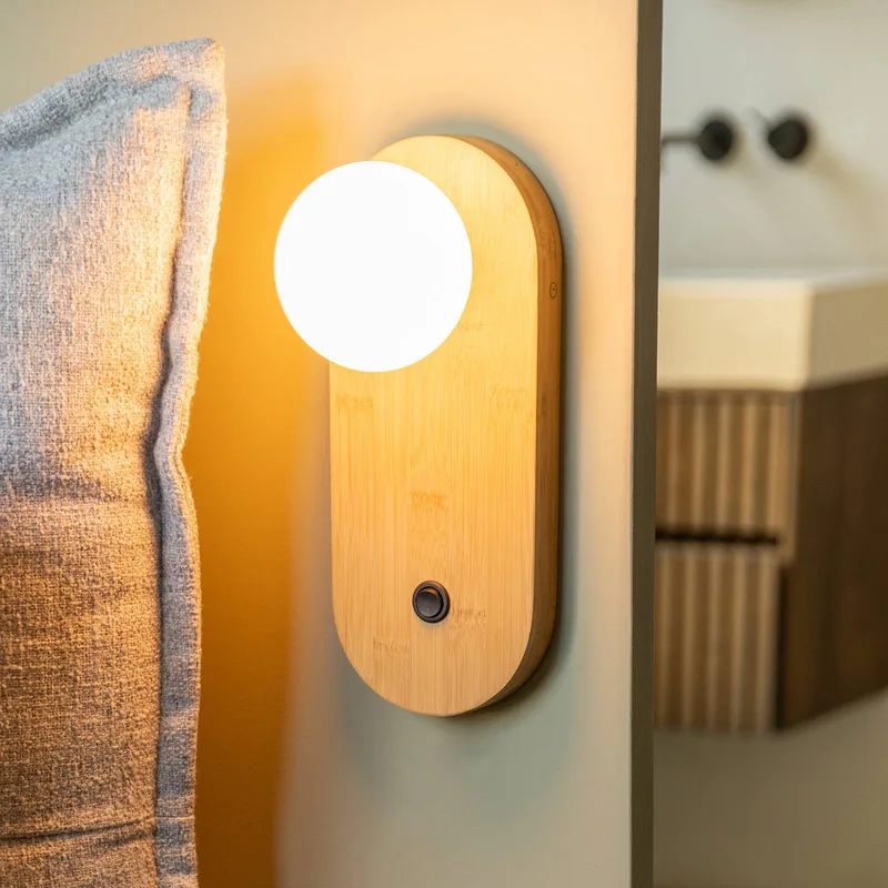 wandlamp Java, naturel, glas/bamboe, stekker by GOOD&MOJO in Natural – product photo 1 of 5