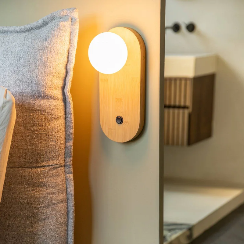 wandlamp Java, naturel, glas/bamboe, stekker by GOOD&MOJO in Natural – product photo 2 of 5