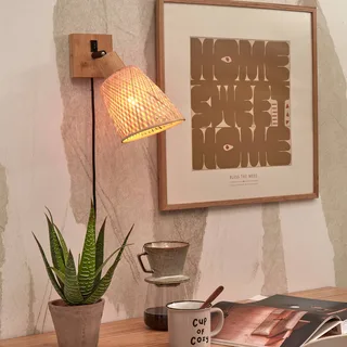 wandlamp Java, naturel, stekker, bamboe by GOOD&MOJO in Natural, Black – product photo 2 of 5