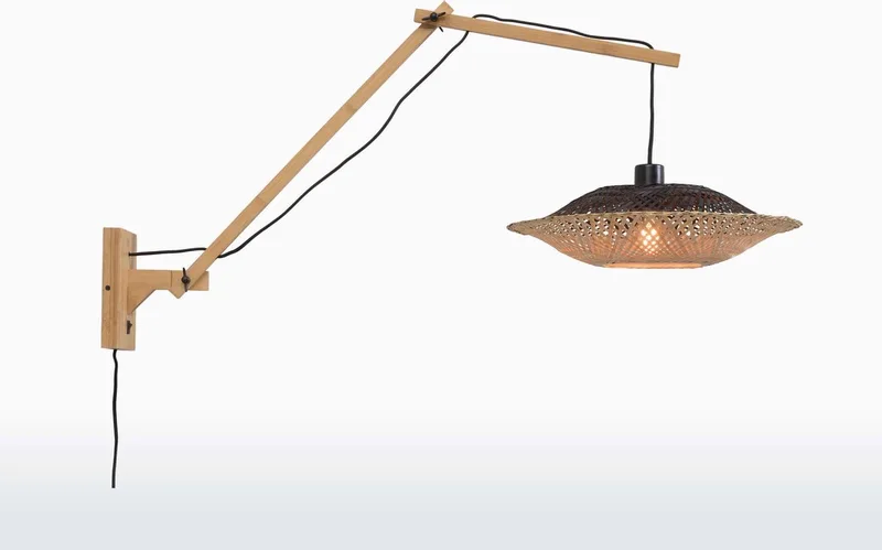 Wandlamp Kalimantan - Bamboe/Zwart - 105x60x55cm - Binnen Scandinavisch,Bohemian by GOOD&MOJO in Brown – product photo