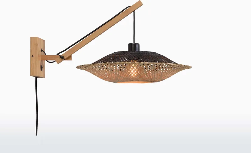 Wandlamp Kalimantan - Bamboe/Zwart - 55x44x45cm - Binnen Scandinavisch,Bohemian von GOOD&MOJO in Braun – Produktfoto