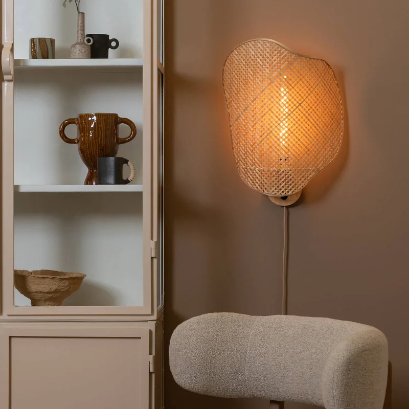 wandlamp Kinabalu, naturel, 50 cm, bamboe stekker van GOOD&MOJO in Natuurlijk bamboe – productfoto 3 van 5