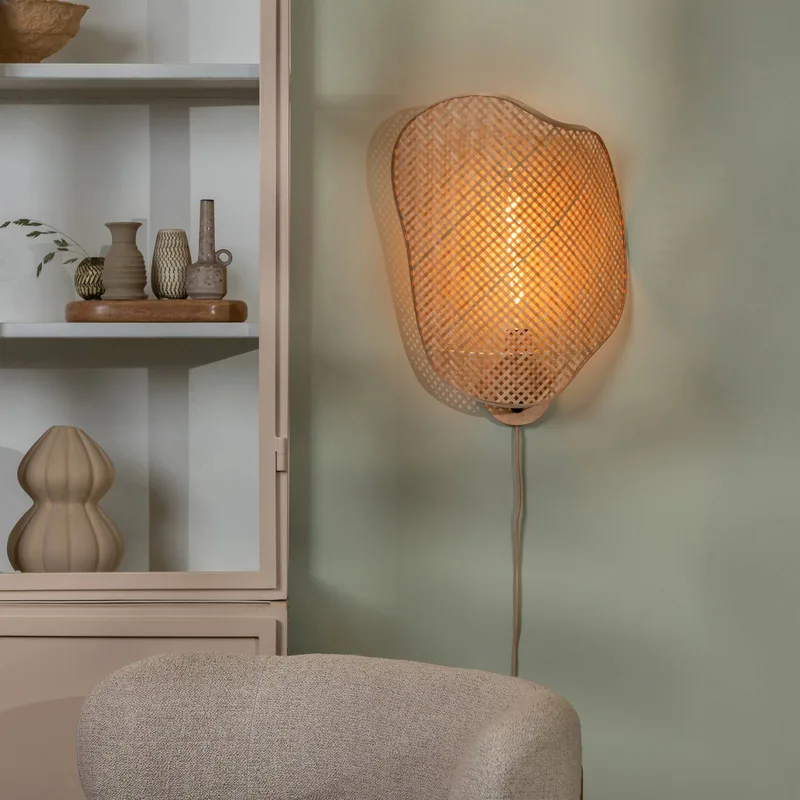 wandlamp Kinabalu, naturel, 50 cm, bamboe stekker van GOOD&MOJO in Natuurlijk bamboe – productfoto 2 van 5