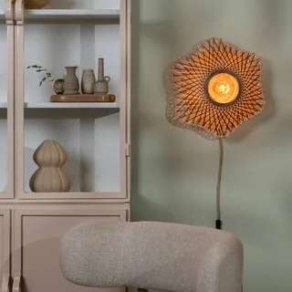 wandlamp Madura, Ø 44 cm, naturel/bruin, stekker van GOOD&MOJO in Licht hout, Bruin – productfoto 3 van 5