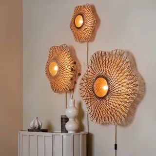 wandlamp Madura, Ø 44 cm, naturel/bruin, stekker van GOOD&MOJO in Licht hout, Bruin – productfoto 5 van 5