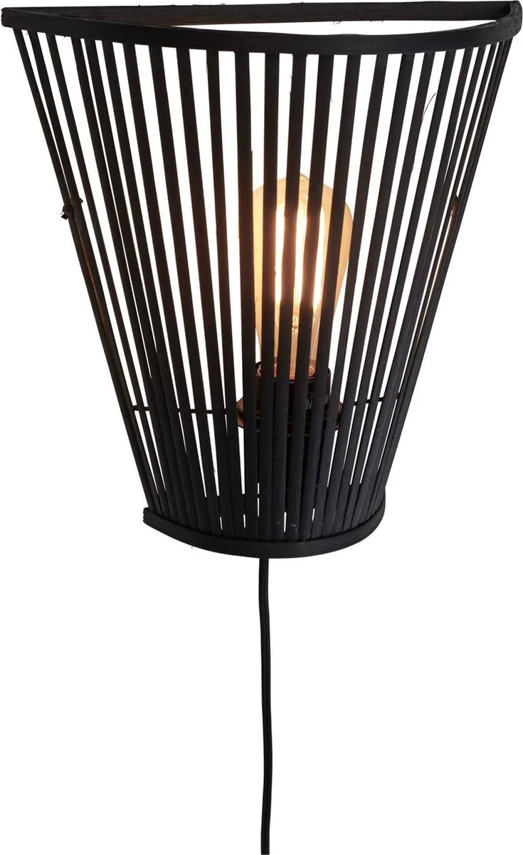 Wandlamp Merapi - Bamboe - 30x15x30cm - Binnen Modern by GOOD&MOJO in Black – product photo