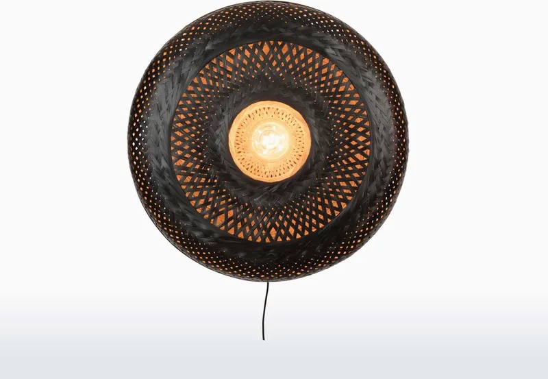 Wandlamp Palawan - Bamboe - Ø60cm - Binnen Scandinavisch,Bohemian by GOOD&MOJO in Black – product photo