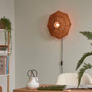 wandlamp Panama, bruin, Ø 45 cm, stekker fra GOOD&MOJO i Brun, Sort – produktbillede 3 af 5
