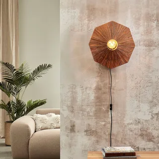wandlamp Panama, bruin, Ø 45 cm, stekker fra GOOD&MOJO i Brun, Sort – produktbillede 2 af 5