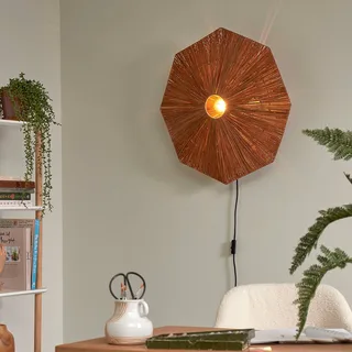 wandlamp Panama, bruin, Ø 65 cm, stekker by GOOD&MOJO in Brown, Black – product photo 2 of 5