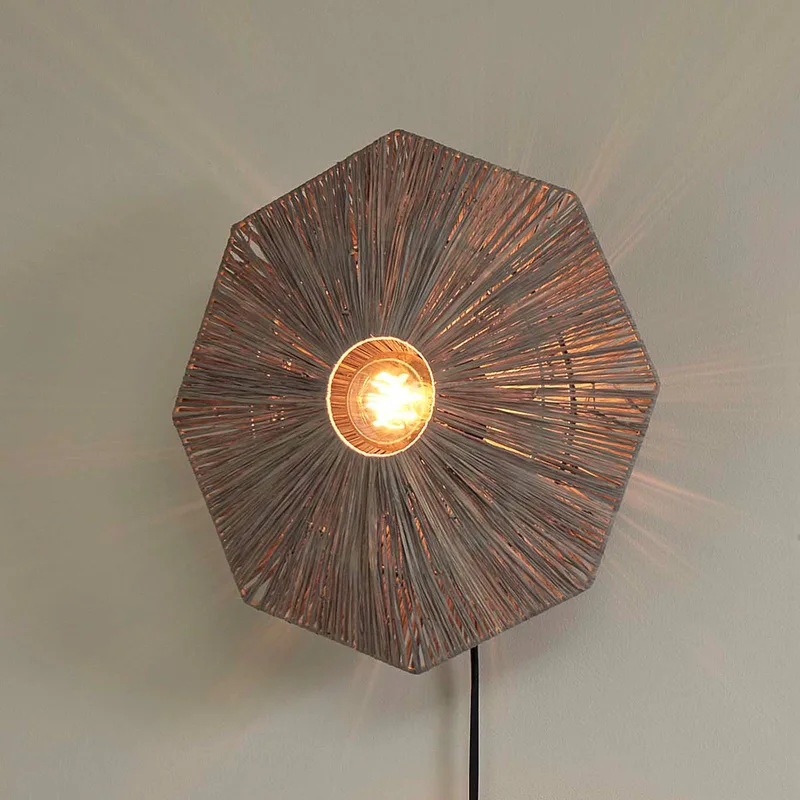 wandlamp Panama, donkergrijs, Ø 45 cm, stekker van GOOD&MOJO in Donkergrijs, Zwart – productfoto 1 van 5