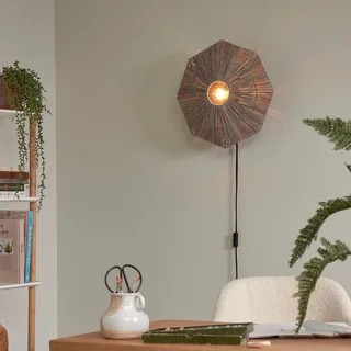wandlamp Panama, donkergrijs, Ø 45 cm, stekker van GOOD&MOJO in Donkergrijs, Zwart – productfoto 2 van 5