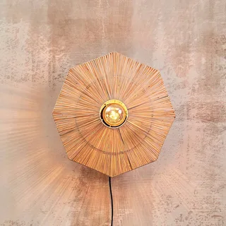 wandlamp Panama, naturel, Ø 45 cm, stekker van GOOD&MOJO in Naturel, Zwart – productfoto 1 van 5