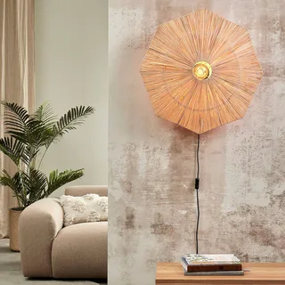 wandlamp Panama, naturel, Ø 65 cm, stekker by GOOD&MOJO in Natural, Black – product photo 3 of 5