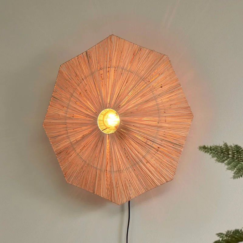 wandlamp Panama, naturel, Ø 65 cm, stekker by GOOD&MOJO in Natural, Black – product photo 1 of 5