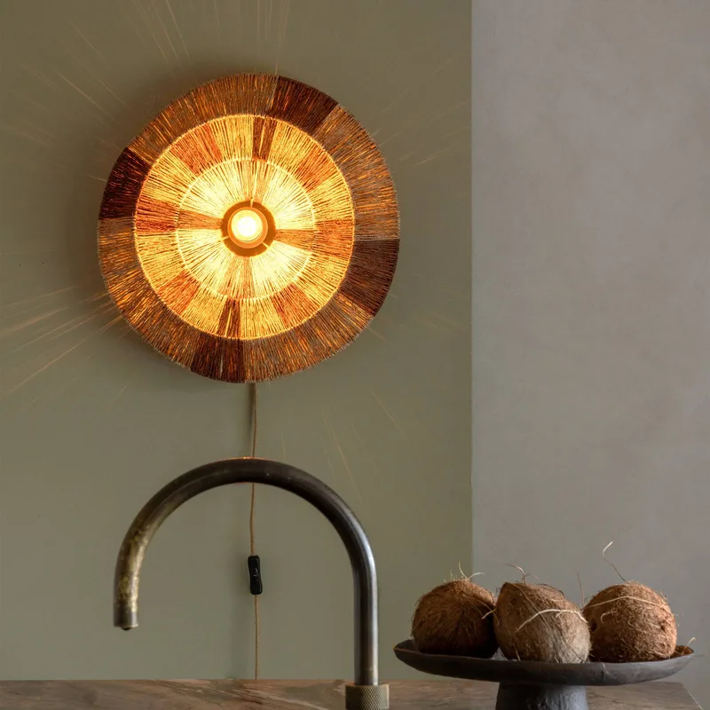 wandlamp Serengeti, Ø 45 cm, bruin, jute, stekker by GOOD&MOJO in Brown, Natural – product photo 2 of 5