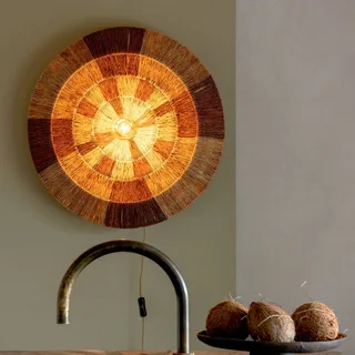 wandlamp Serengeti, Ø 60 cm, bruin, jute, stekker van GOOD&MOJO in Bruin, Naturel – productfoto 2 van 5