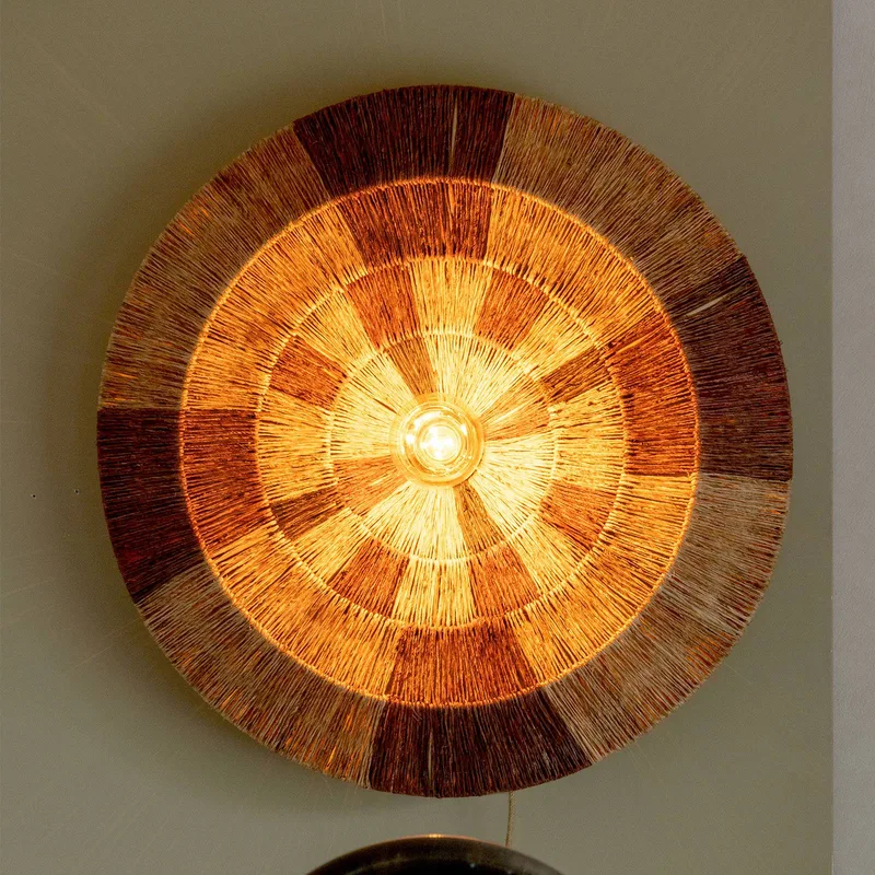 wandlamp Serengeti, Ø 60 cm, bruin, jute, stekker van GOOD&MOJO in Bruin, Naturel – productfoto 1 van 5