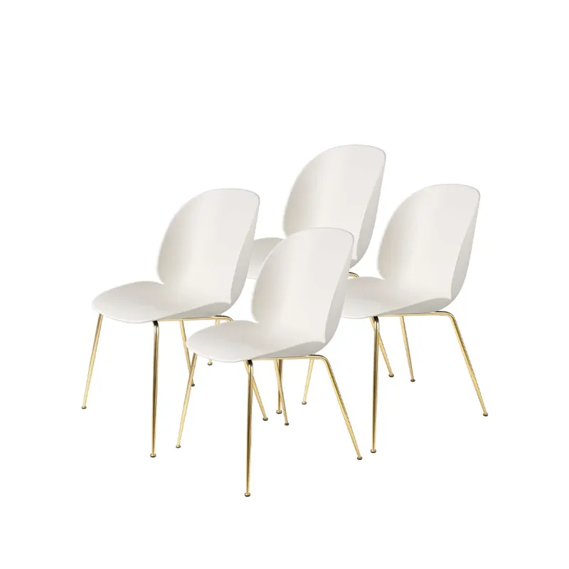 Beetle Stuhl 4er Pack Alabaster white, Gestell aus Messing by GUBI – product photo