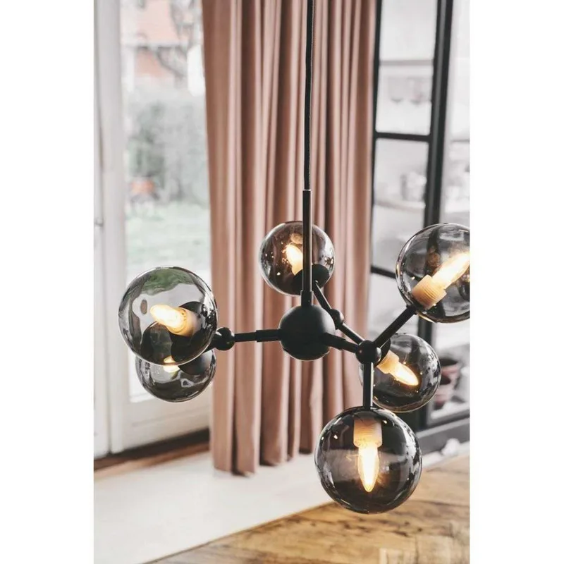 Atom 6 hanglamp zwart/rookgrijs van Halo Design – productfoto