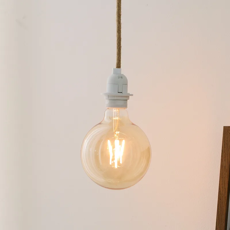 BASIC hanglamp, wit/bruin, Ø 8 cm, E27 von Halo Design – Produktfoto