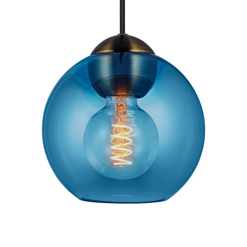 BUBBLES hanglamp, blauw, Ø 18 cm, glas, E27 de Halo Design – photo du produit