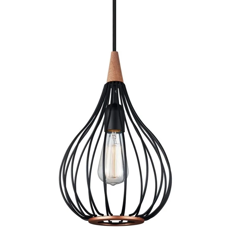 Drops Hanglamp Ø23 Black/Dark Wood- Halo Design - Eetkamer - Metaal fra Halo Design – produktbillede