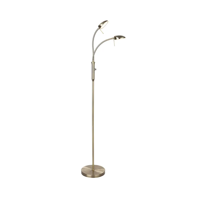 VEGAS LED vloerlamp, oud messing, 140 cm, 2-lamps de Halo Design – photo du produit