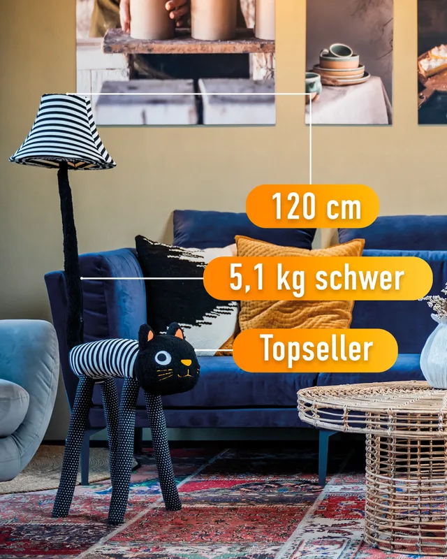 Luna – die Katzen-Stehlampe (120 cm)