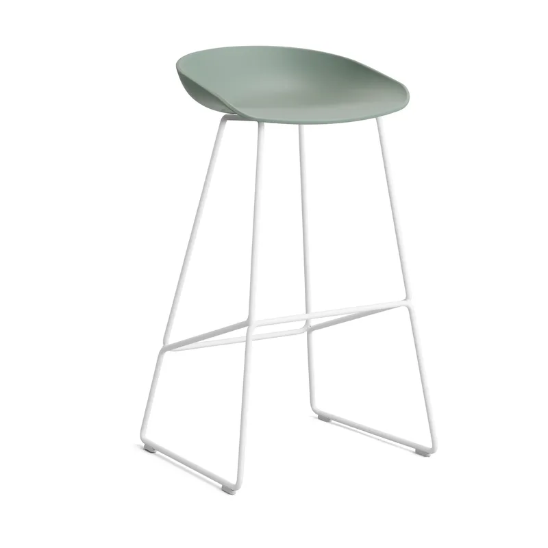 About a Stool 38 High Barhocker 2.0 Fall green-weißes Stahlgestell från HAY – produktbild