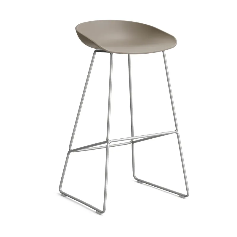 About a Stool 38 High Barhocker 2.0 Khaki-Edelstahlgestell by HAY – product photo