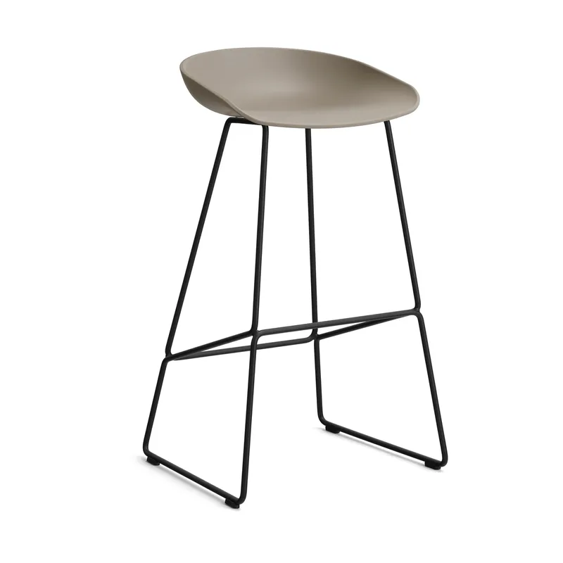 About a Stool 38 High Barhocker 2.0 Khaki-schwarzes Stahlgestell by HAY – product photo