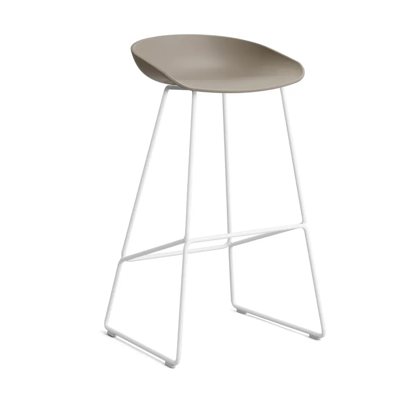 About a Stool 38 High Barhocker 2.0 Khaki-weißes Stahlgestell by HAY – product photo