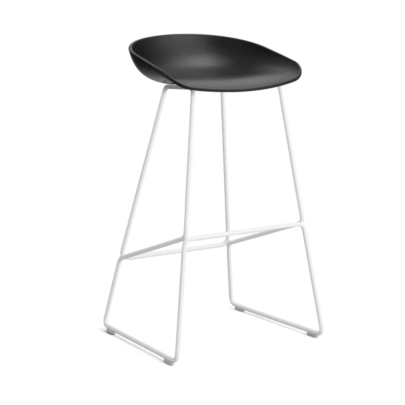 About a Stool 38 High Barhocker 2.0 Schwarz-weißes Stahlgestell från HAY – produktbild
