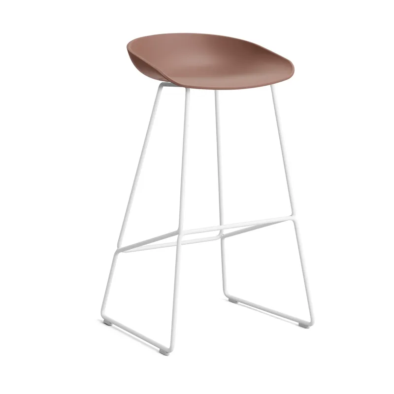 About a Stool 38 High Barhocker 2.0 Soft brick-weißes Stahlgestell från HAY – produktbild