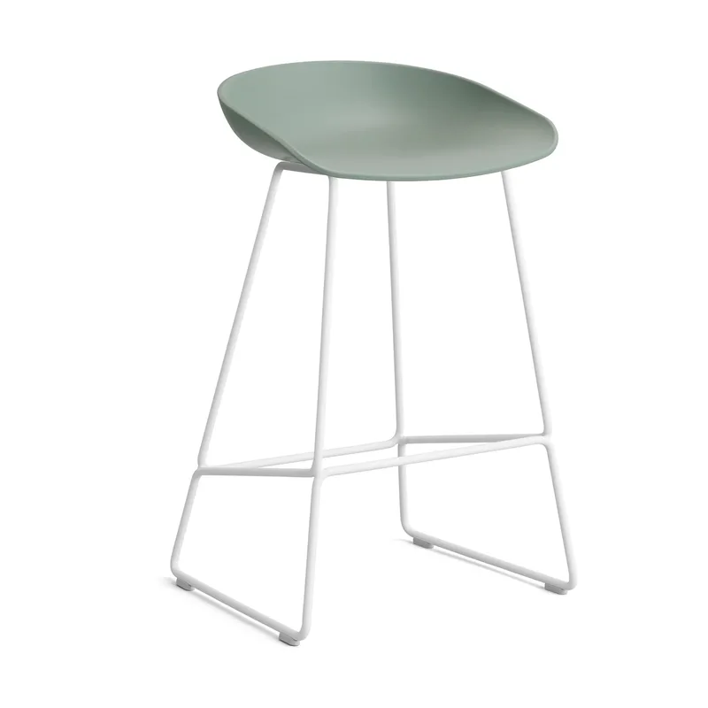 About a Stool 38 Low Barhocker 2.0 Fall green-weißes Stahlgestell by HAY – product photo