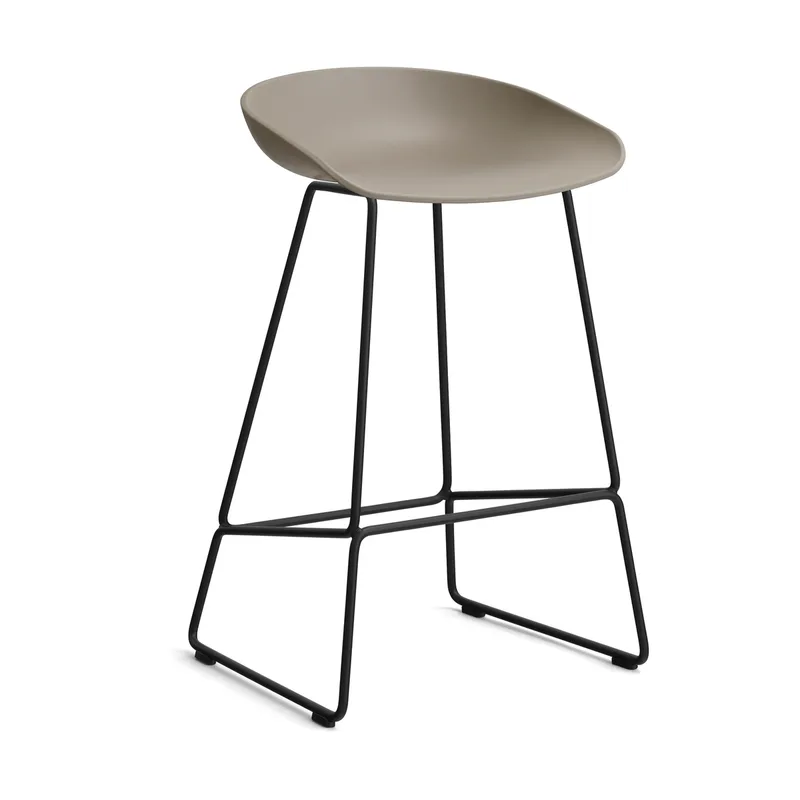 About a Stool 38 Low Barhocker 2.0 Khaki-schwarzes Stahlgestell by HAY – product photo