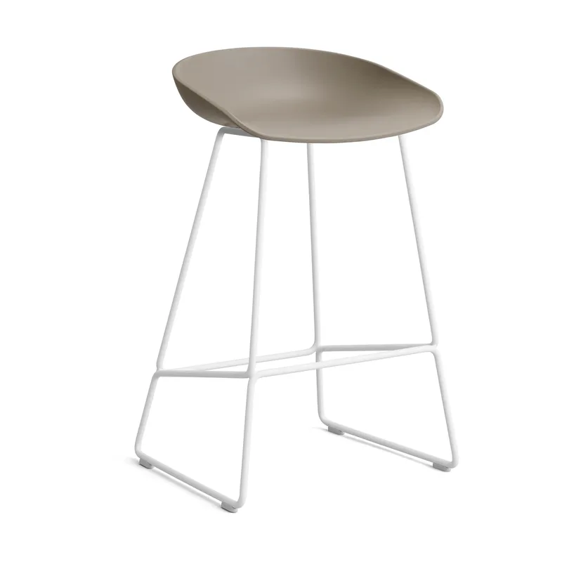 About a Stool 38 Low Barhocker 2.0 Khaki-weißes Stahlgestell by HAY – product photo