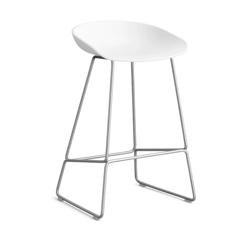 About a Stool 38 Low Barhocker 2.0 Weiß-Edelstahlgestell från HAY – produktbild