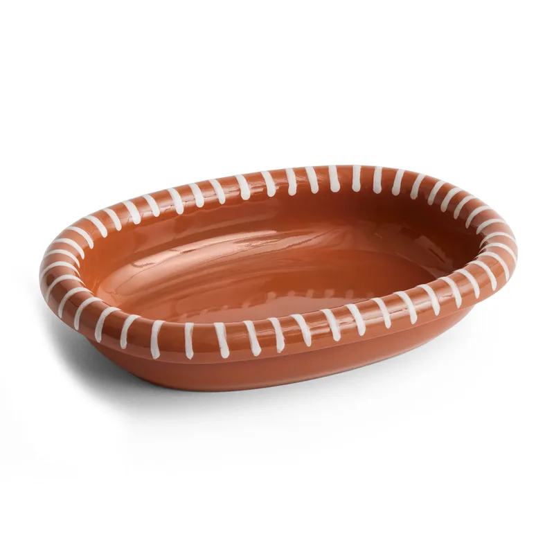 Barro ovale Servierplatte Natural with stripes, small 20x27,5 cm de HAY – photo du produit