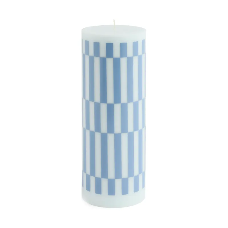 Column Candle Blockkerze large 25 cm Light blue-dusty blue check de HAY – photo du produit
