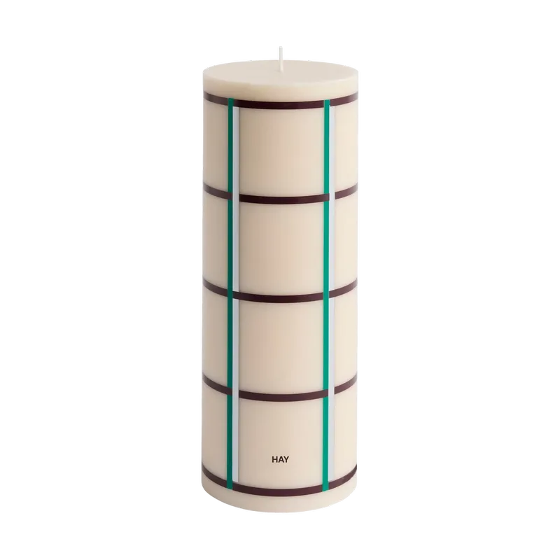 Column Candle Blockkerze large 25 cm Off white-green bordeaux-silver van HAY – productfoto