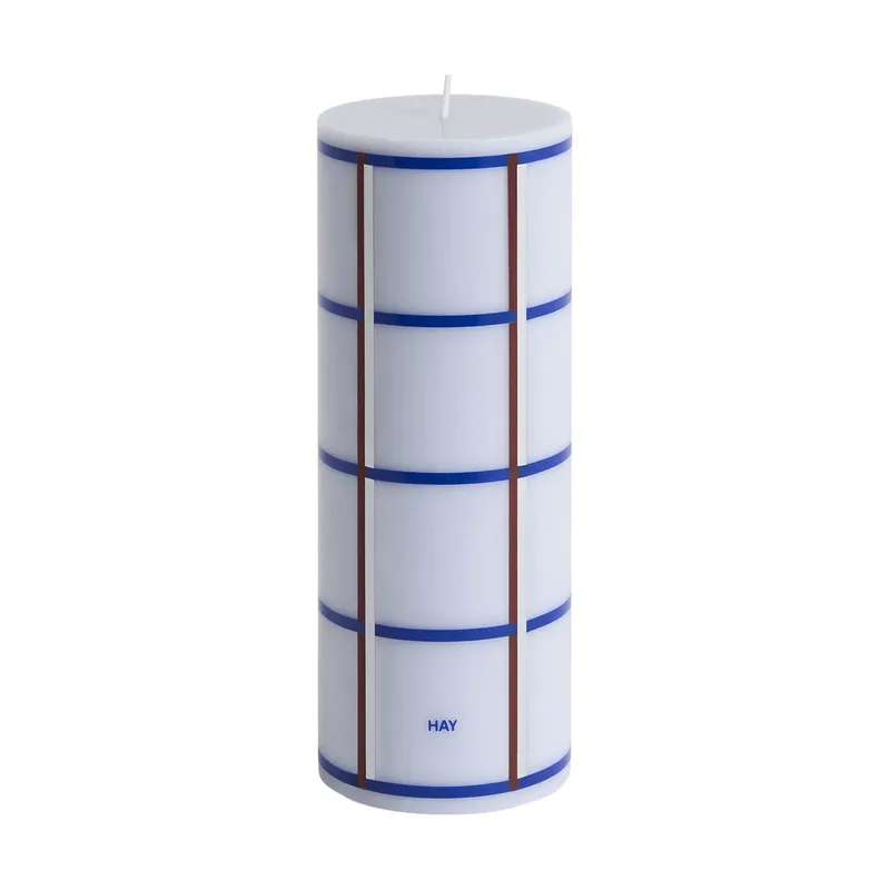 Column Candle Blockkerze medium 20 cm Light blue, blue, bordeaux and silver von HAY – Produktfoto